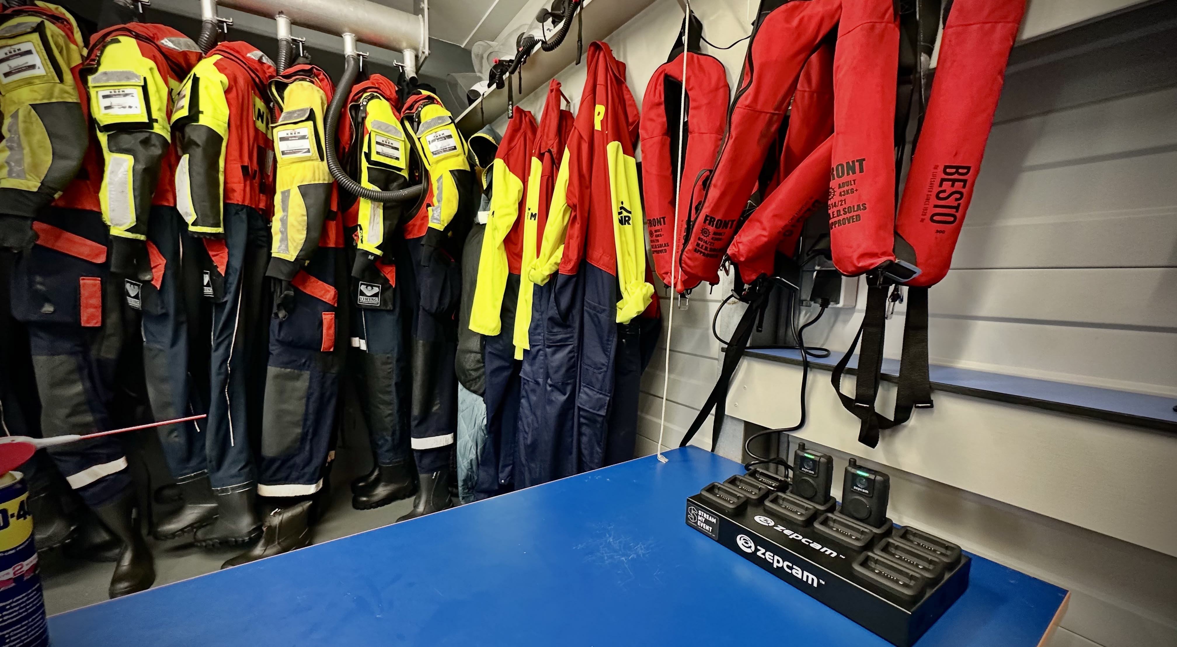 The bodycams right next to the rescue suits